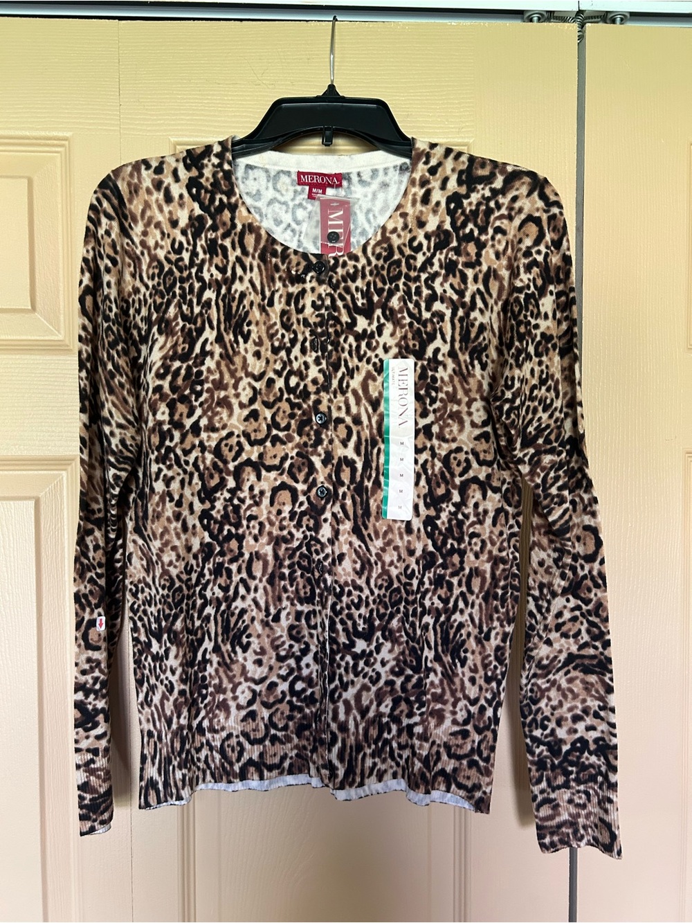 Merona Brown Leopard-Print Button Cardigan